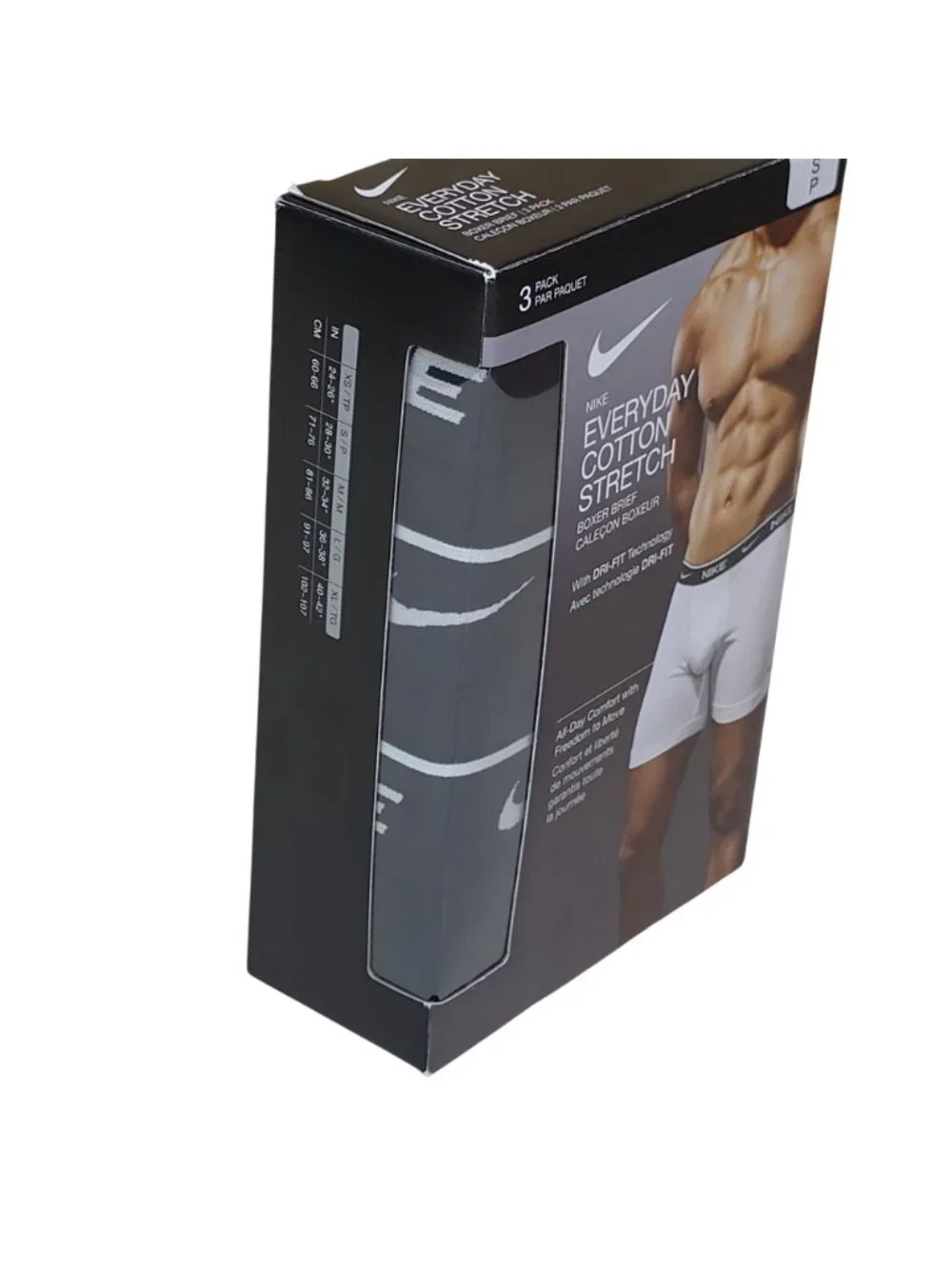Nike Everyday Cotton Stretch Boxer Briefs 3-Pack Small With Dri-Fit Technology